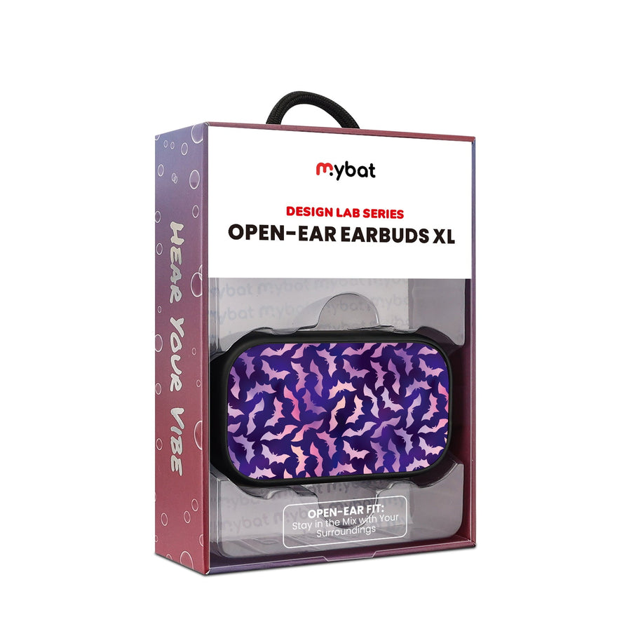 MyBat Design Lab Open-Ear Earbuds XL - Black - Twilight Bats