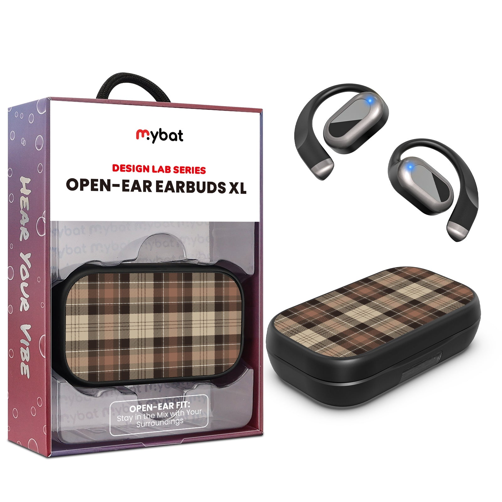 MyBat Design Lab Open-Ear Earbuds XL - Black - Mocha Flannel - MFHSBTST271-431-1.jpg