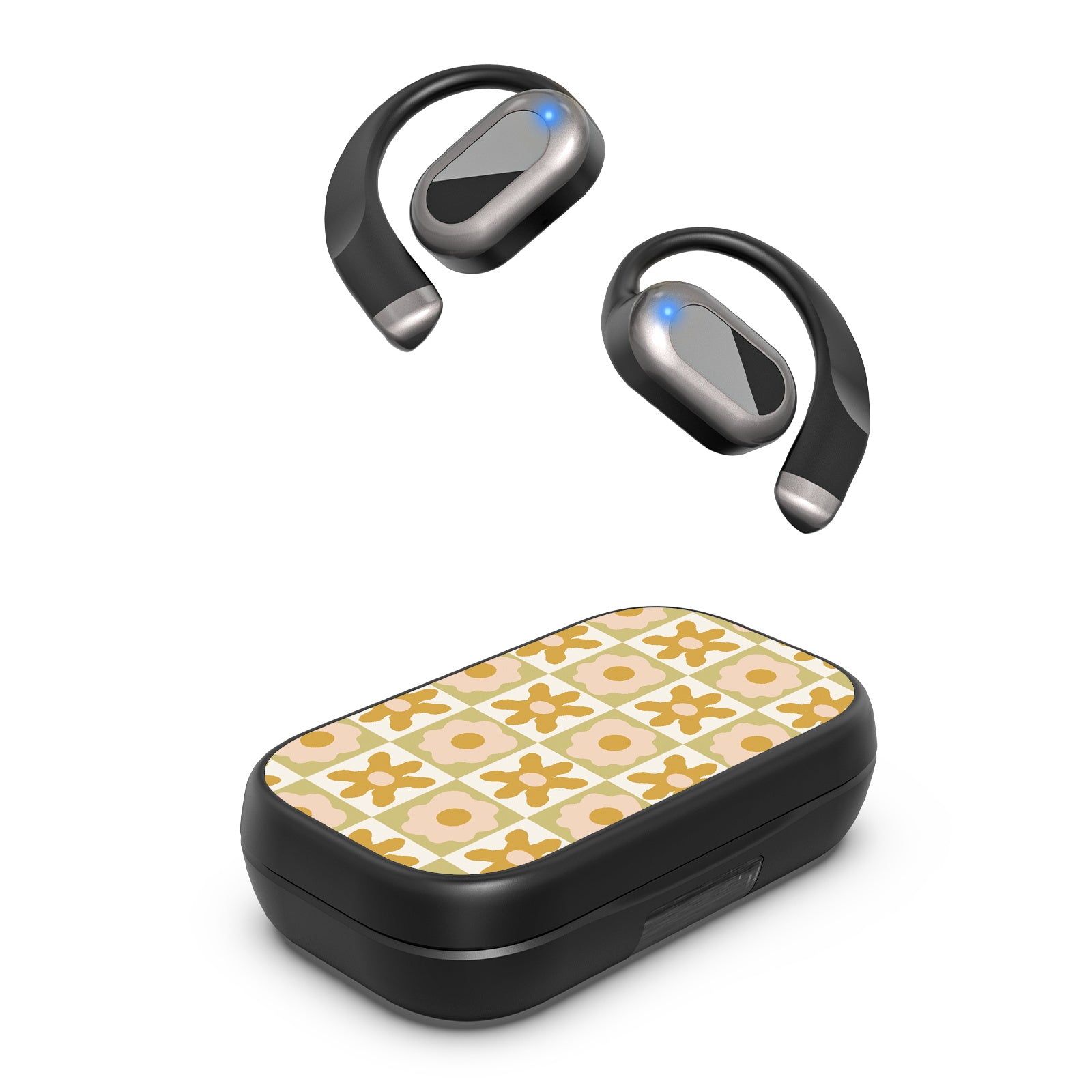 MyBat Design Lab Open-Ear Earbuds XL - Black - Flower Grid - MFHSBTST271-441-2.jpg