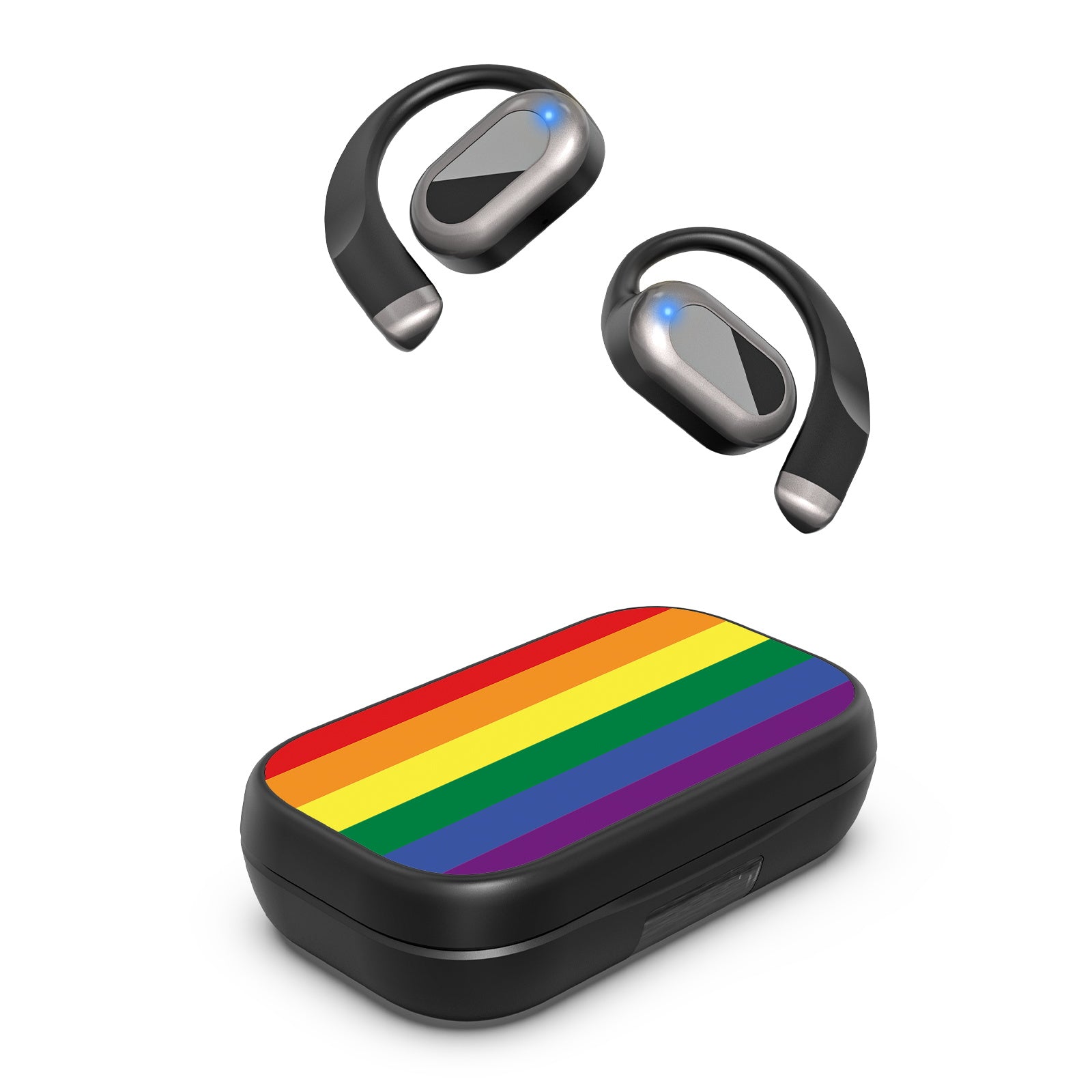 MyBat Design Lab Open-Ear Earbuds XL - Black - Rainbow Stripes - MFHSBTST271-459-2.jpg