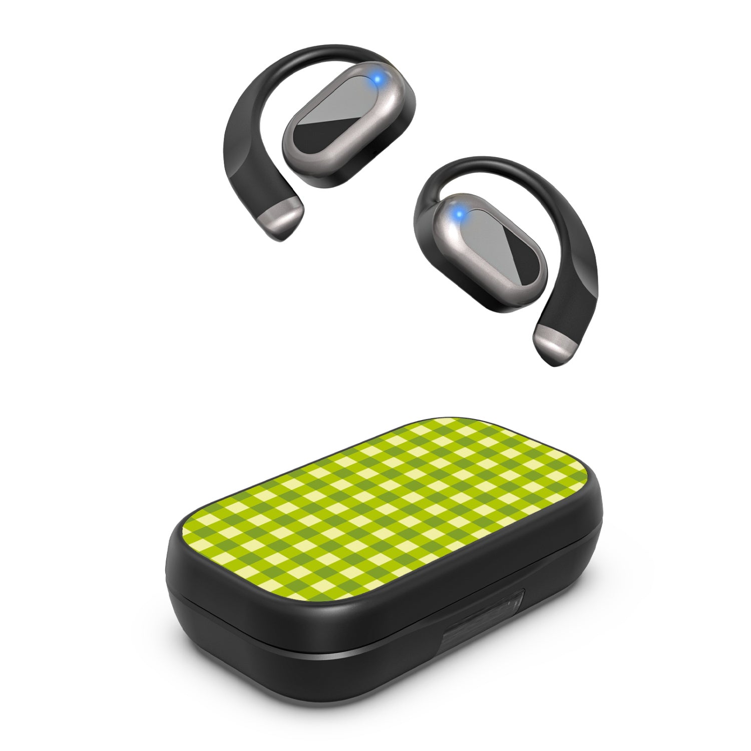 MyBat Design Lab Open-Ear Earbuds XL - Black - Green Gingham - MFHSBTST271-476-2.jpg