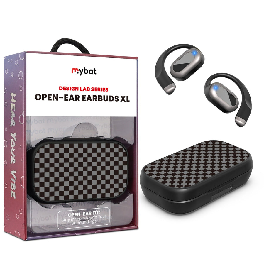MyBat Design Lab Open-Ear Earbuds XL - Black - Tuxedo Check