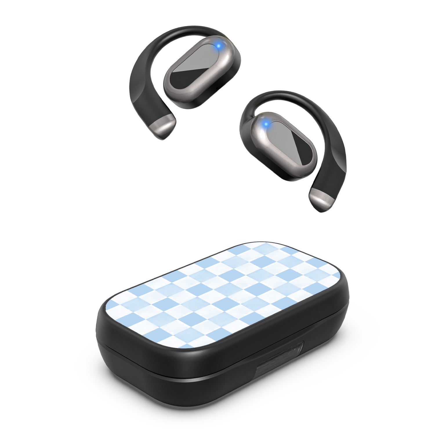 MyBat Design Lab Open-Ear Earbuds XL - Black - Sky Blue Check - MFHSBTST271-478-2.jpg