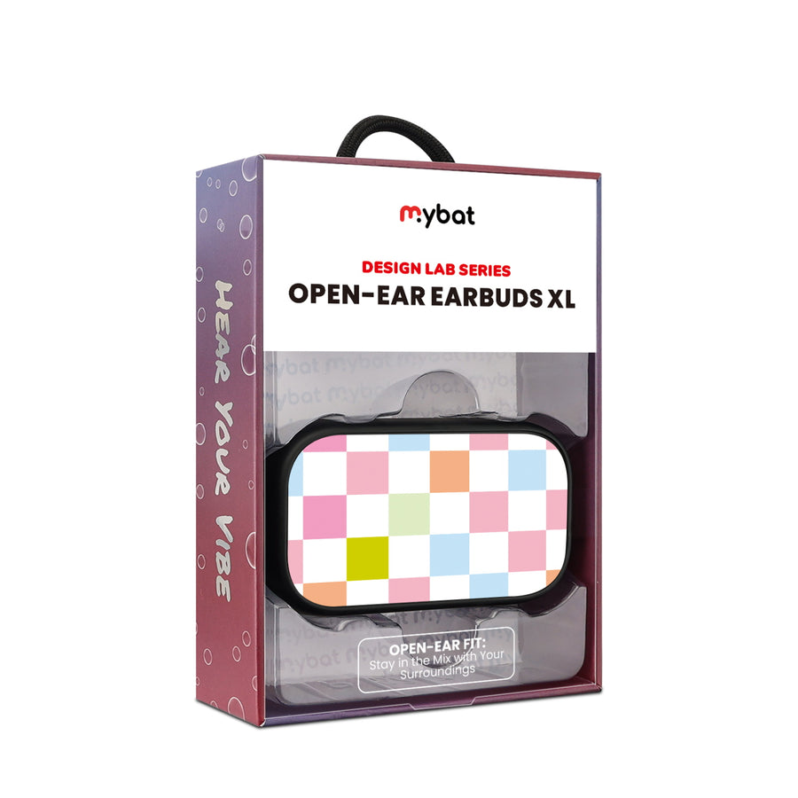 MyBat Design Lab Open-Ear Earbuds XL - Black - Pastel Check - MFHSBTST271-480-10.jpg