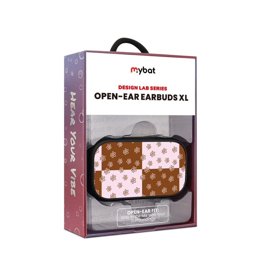 MyBat Design Lab Open-Ear Earbuds XL - Black - Flower Patches