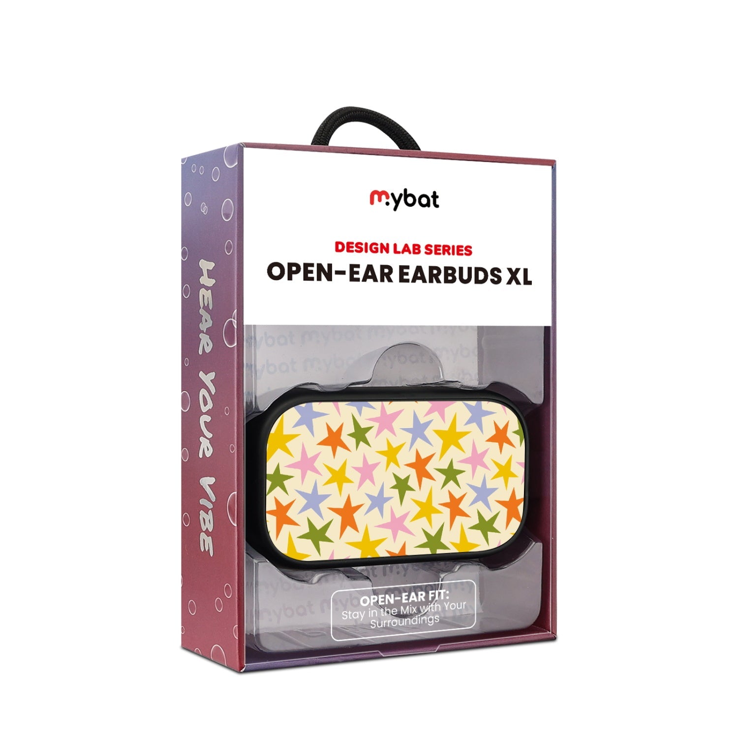 MyBat Design Lab Open-Ear Earbuds XL - Black - Party Stars