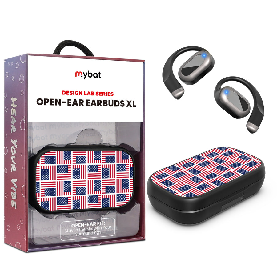 MyBat Design Lab Open-Ear Earbuds XL - Black - Flag Patchwork - MFHSBTST271-519.JPG