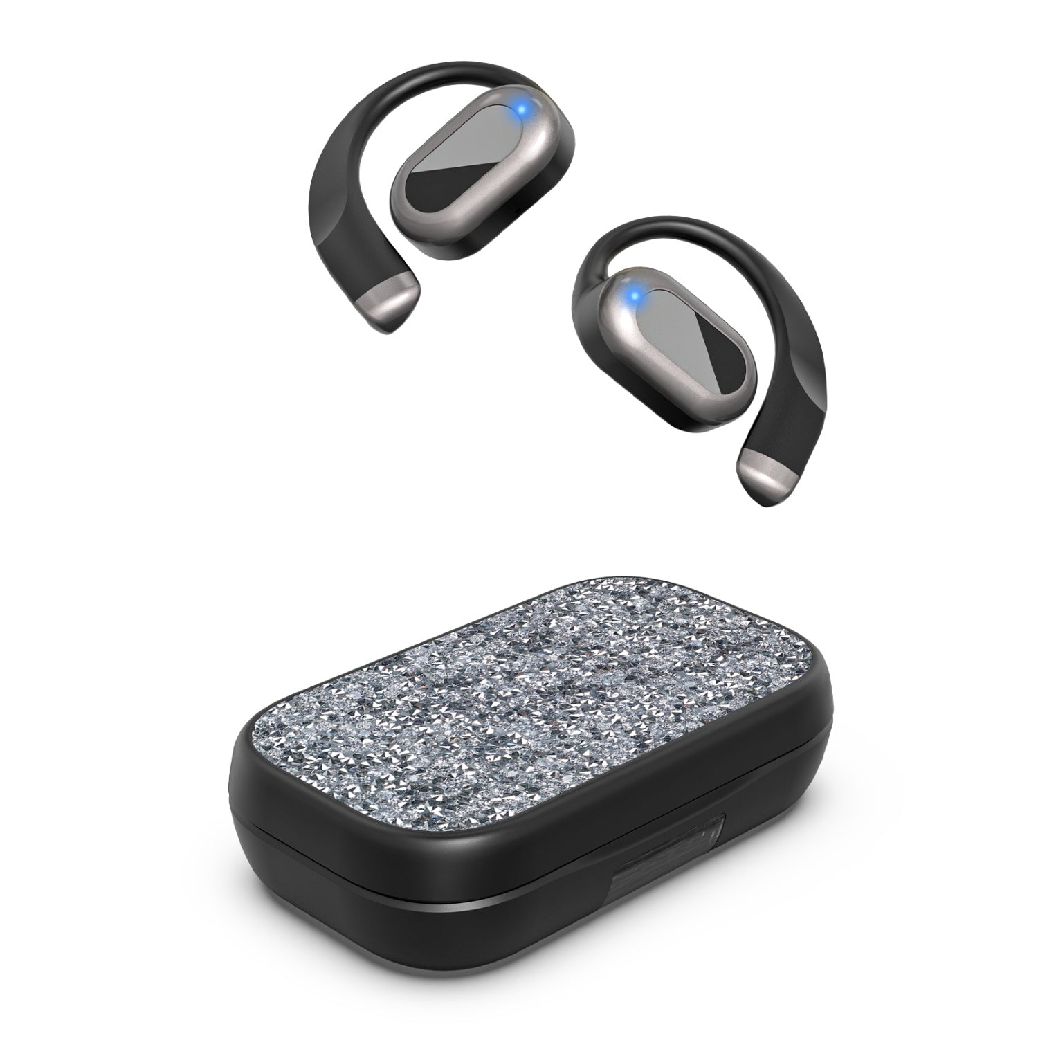 MyBat Design Lab Open-Ear Earbuds XL – Black / White Rhinestone - MFHSBTST271-D02-2.jpg