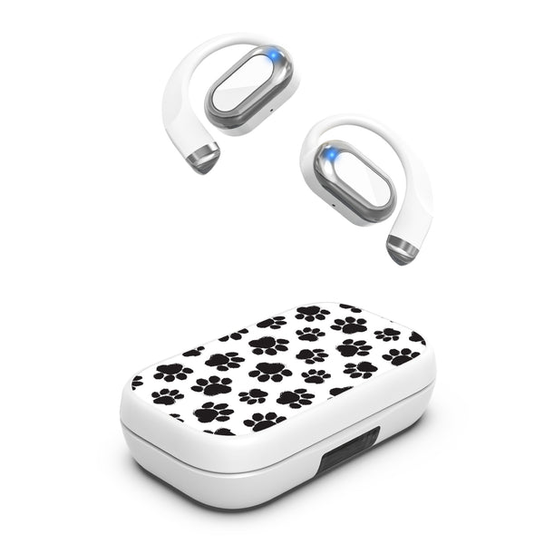 MyBat Design Lab Open-Ear Earbuds XL - White - Black Paw Prints - MFHSBTST272-002-2.jpg