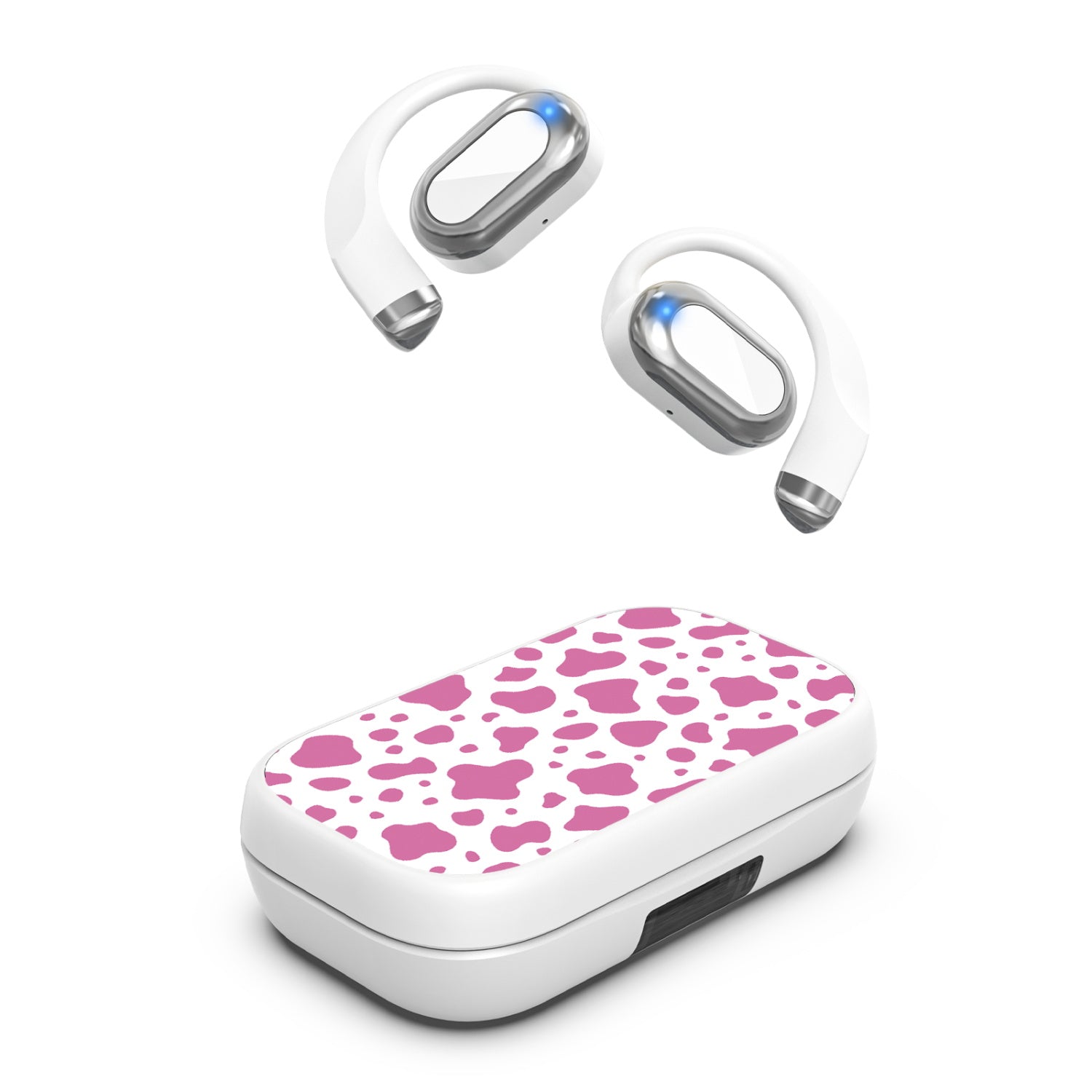 MyBat Design Lab Open-Ear Earbuds XL - White - Pink Cow Print - MFHSBTST272-015-2.jpg
