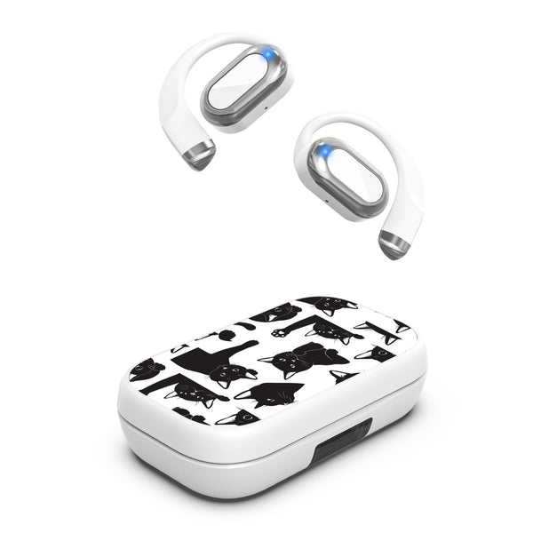 MyBat Design Lab Open-Ear Earbuds XL - White - Black Cats - MFHSBTST272-017-2.jpg