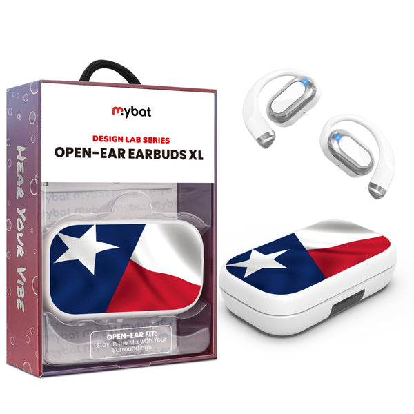 MyBat Design Lab Open-Ear Earbuds XL - White - Texas State Flag - MFHSBTST272-026-1.jpg