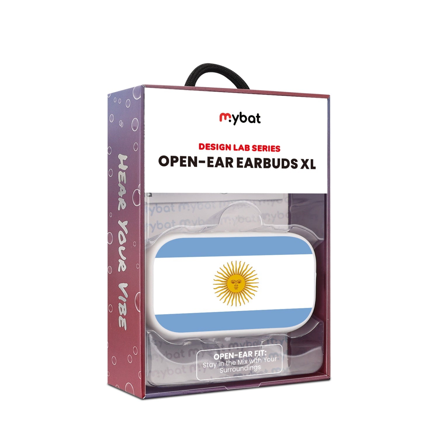 MyBat Design Lab Open-Ear Earbuds XL - White - Argentinian Flag