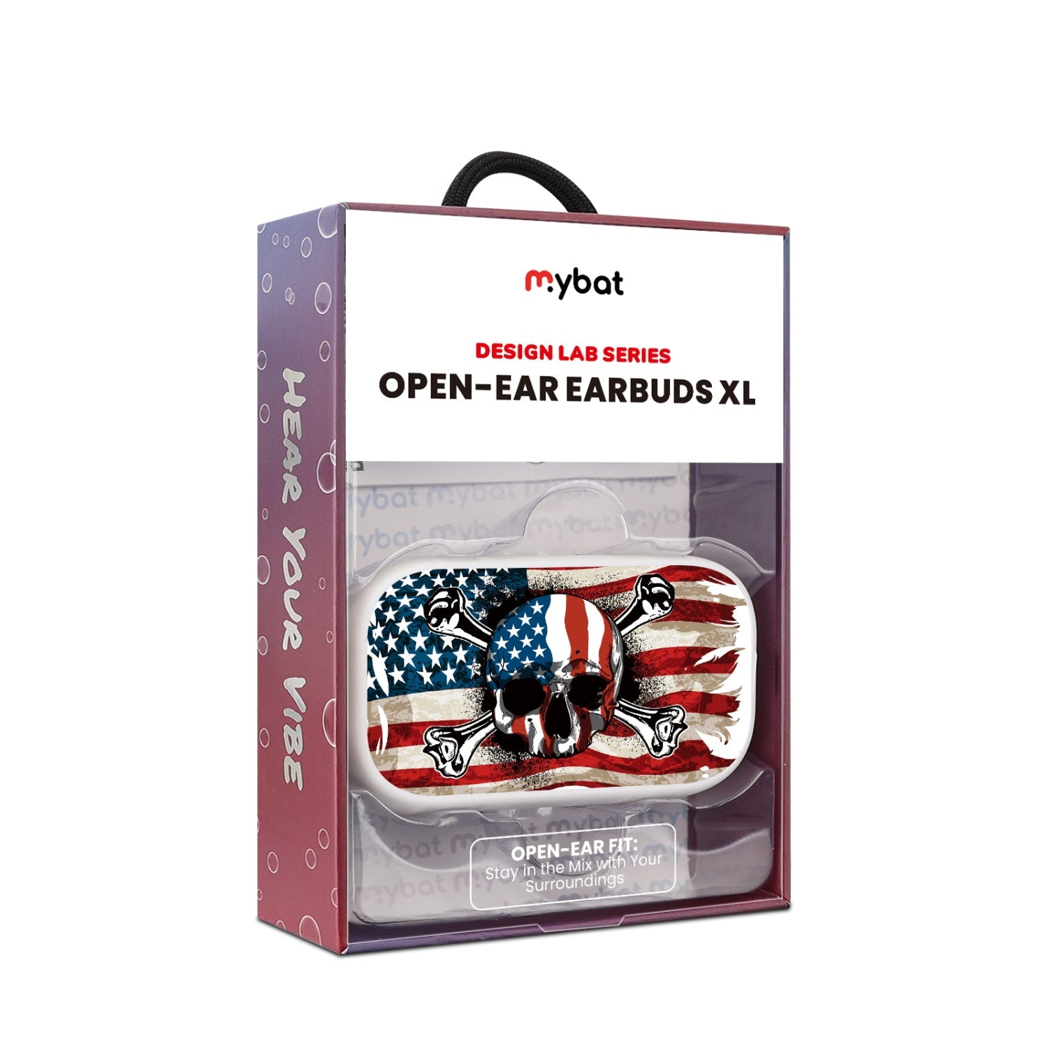 MyBat Design Lab Open-Ear Earbuds XL - White - Land of the Free