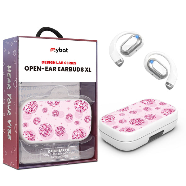 MyBat Design Lab Open-Ear Earbuds XL - White - Disco Balls - MFHSBTST272-109-1.jpg