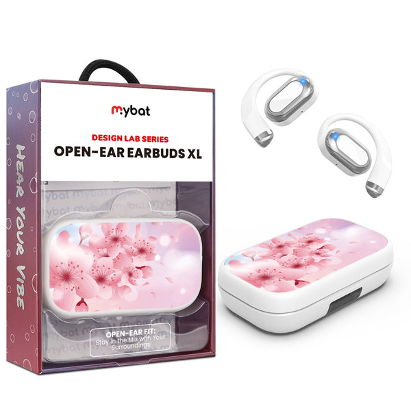 MyBat Design Lab Open-Ear Earbuds XL - White - Cherry Blossoms - MFHSBTST272-131-1.jpg