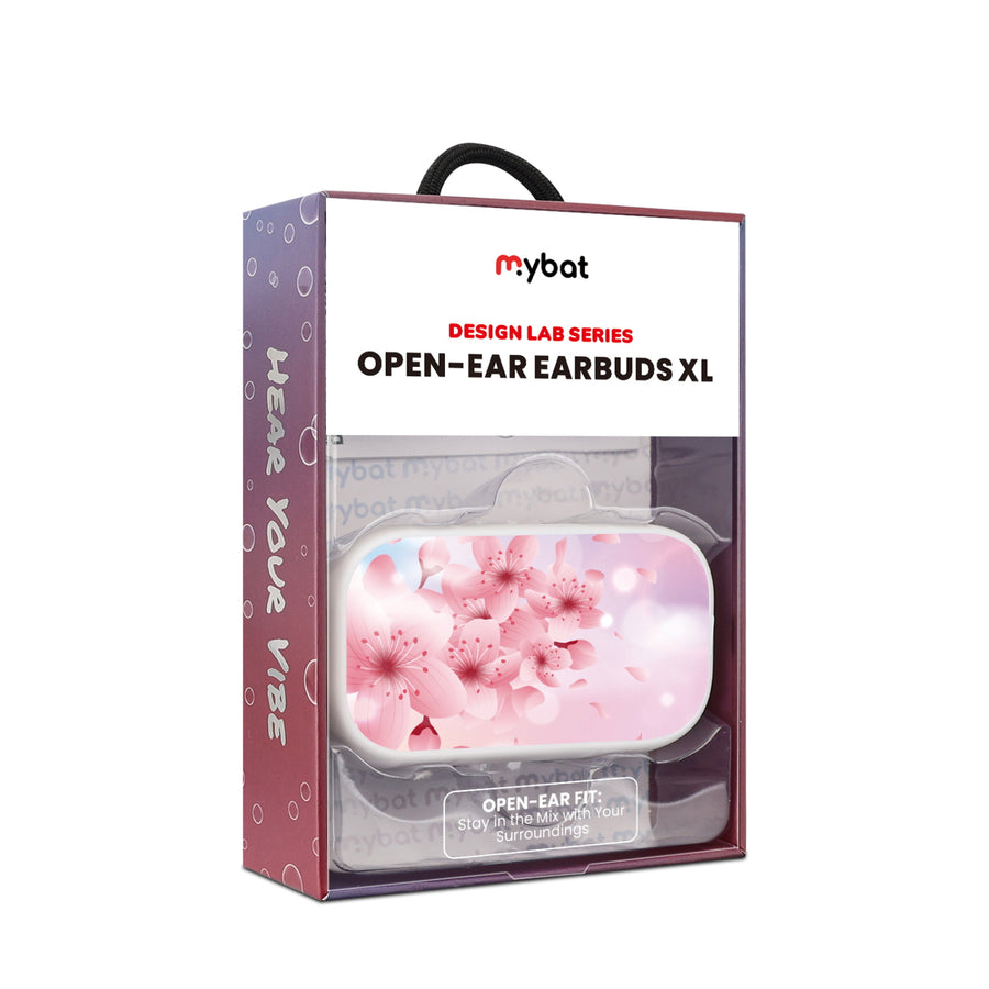 MyBat Design Lab Open-Ear Earbuds XL - White - Cherry Blossoms - MFHSBTST272-131-10.jpg