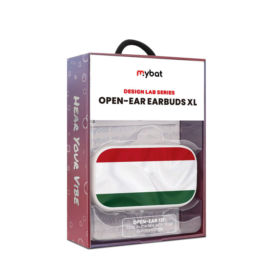 MyBat Design Lab Open-Ear Earbuds XL - White - Hungary Flag