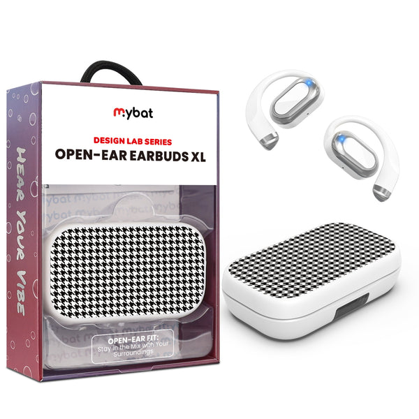 MyBat Design Lab Open-Ear Earbuds XL - White - Classic Houndstooth - MFHSBTST272-215-1.jpg