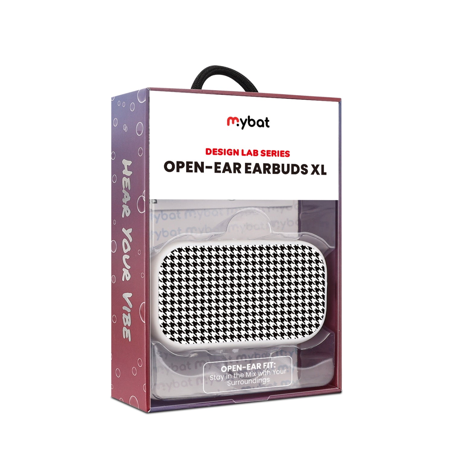 MyBat Design Lab Open-Ear Earbuds XL - White - Classic Houndstooth