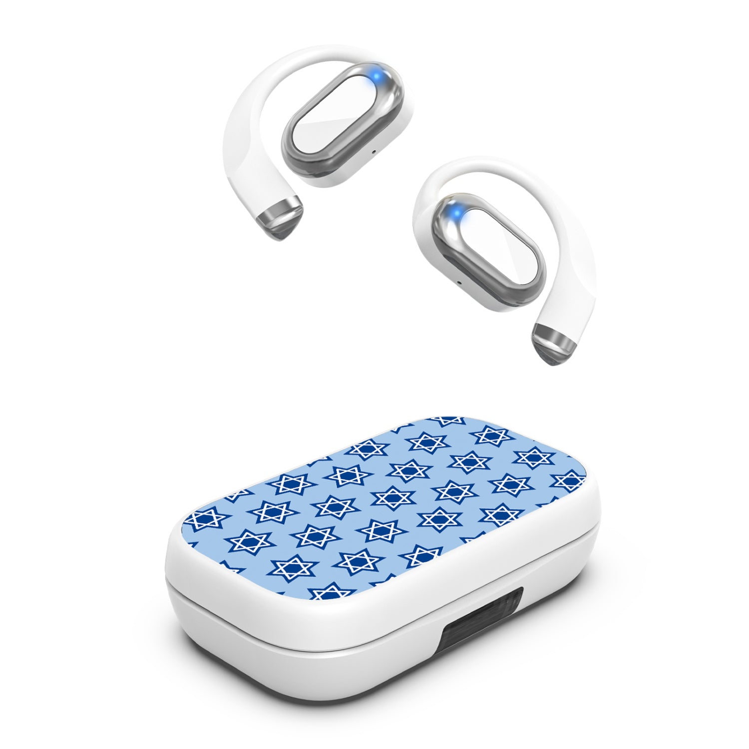 MyBat Design Lab Open-Ear Earbuds XL - White - Star of David - MFHSBTST272-279-2.jpg