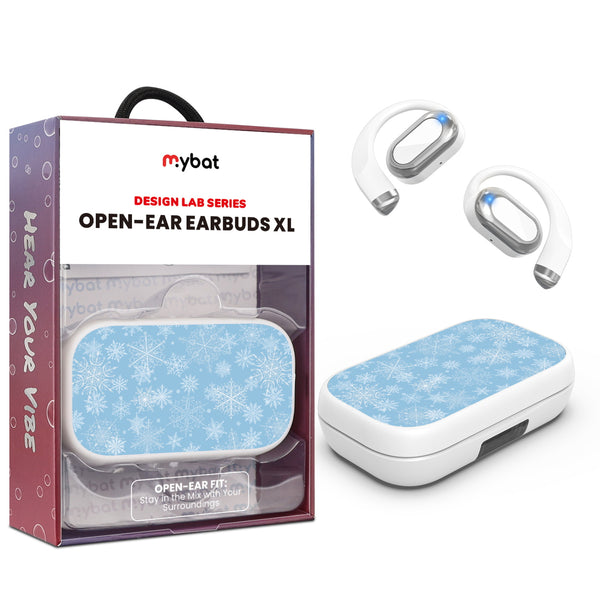 MyBat Design Lab Open-Ear Earbuds XL - White - Blue Snowflakes - MFHSBTST272-283-1.jpg