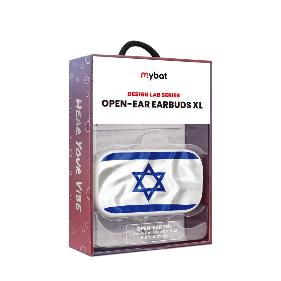 MyBat Design Lab Open-Ear Earbuds XL - White - Israel Flag