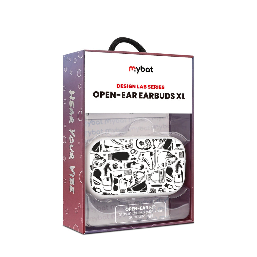 MyBat Design Lab Open-Ear Earbuds XL - White - Hit the Slopes