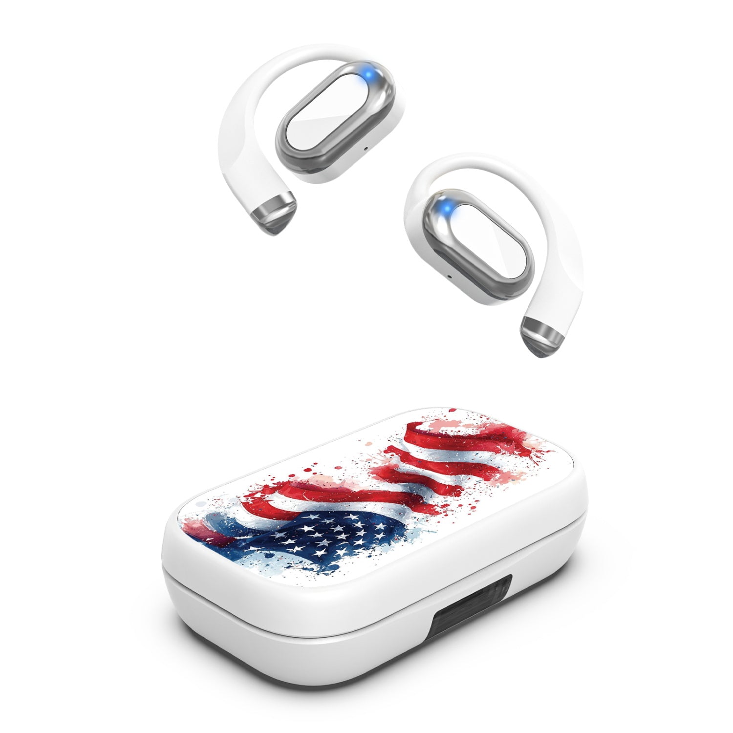 MyBat Design Lab Open-Ear Earbuds XL - White - Patriotic Flag Painiting - MFHSBTST272-346-2.jpg