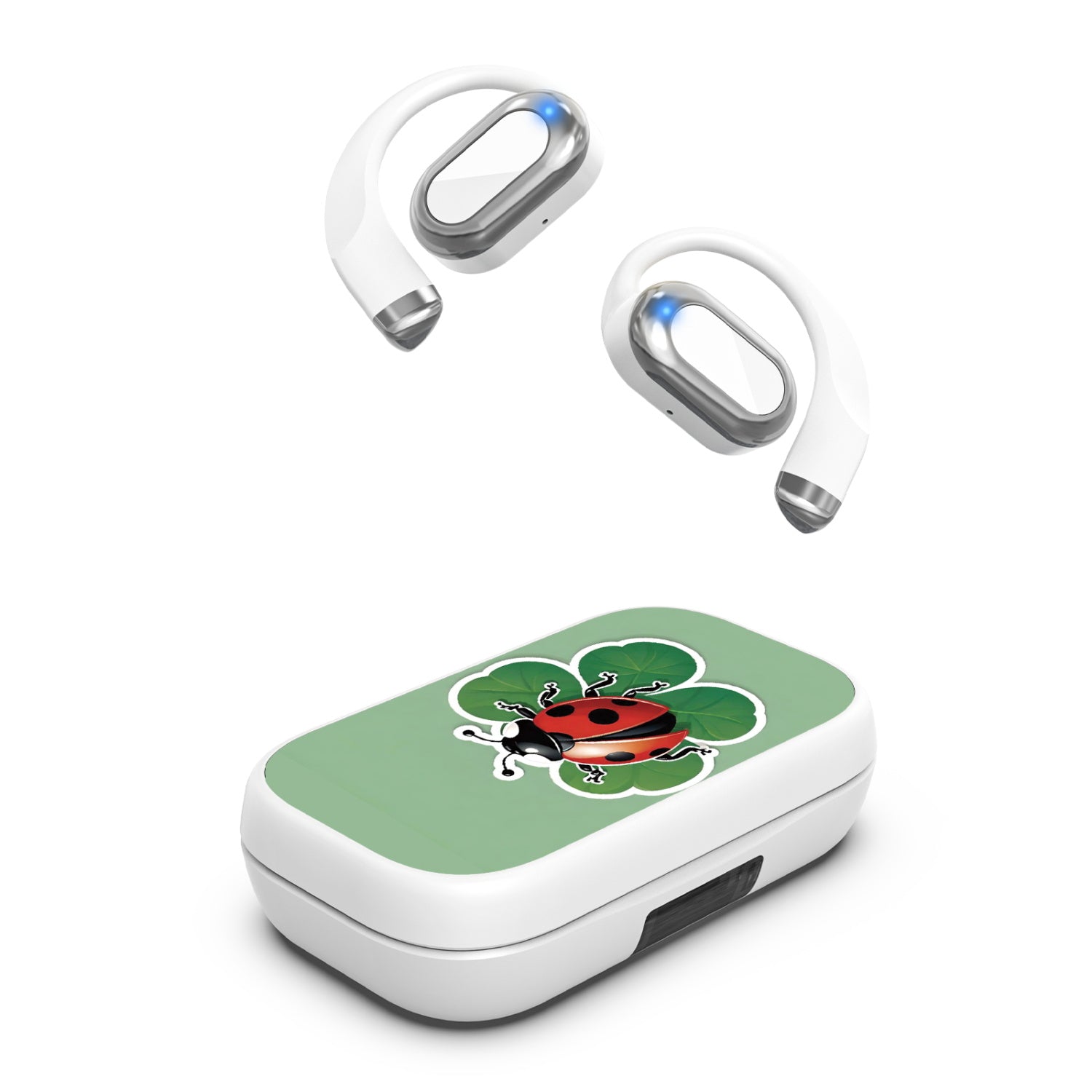 MyBat Design Lab Open-Ear Earbuds XL - White - Ladybug Luck - MFHSBTST272-373-2.jpg