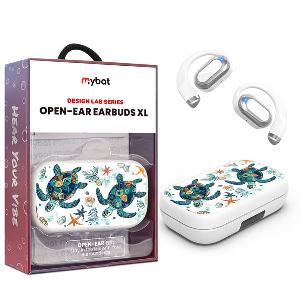 MyBat Design Lab Open-Ear Earbuds XL - White - Sea Turtles - MFHSBTST272-375-1.jpg
