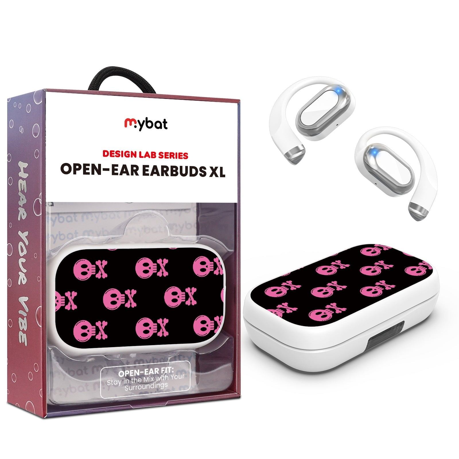 MyBat Design Lab Open-Ear Earbuds XL - White - Pretty Poison