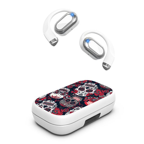 MyBat Design Lab Open-Ear Earbuds XL - White - Sugar Rose Skulls - MFHSBTST272-418-2.jpg