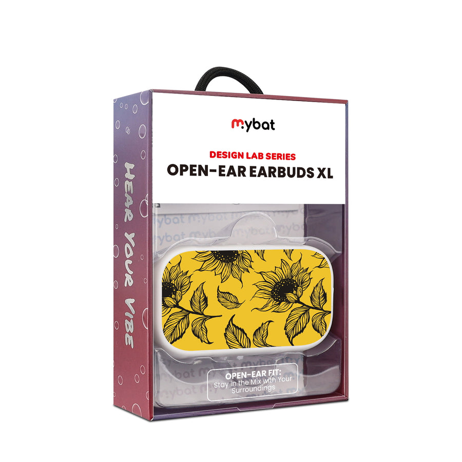 MyBat Design Lab Open-Ear Earbuds XL - White - Golden Sunflowers - MFHSBTST272-444-10.jpg