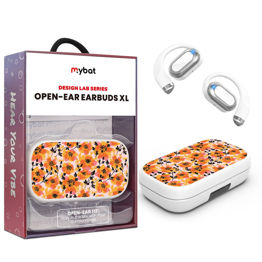MyBat Design Lab Open-Ear Earbuds XL - White - Marmalade Meadow