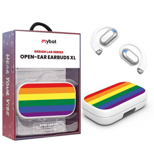 MyBat Design Lab Open-Ear Earbuds XL - White - Rainbow Stripes - MFHSBTST272-459-1.jpg