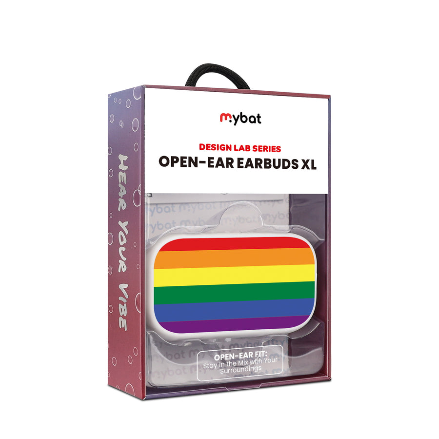 MyBat Design Lab Open-Ear Earbuds XL - White - Rainbow Stripes - MFHSBTST272-459-10.jpg