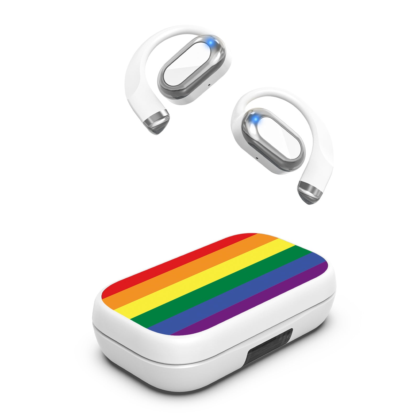 MyBat Design Lab Open-Ear Earbuds XL - White - Rainbow Stripes - MFHSBTST272-459-2.jpg