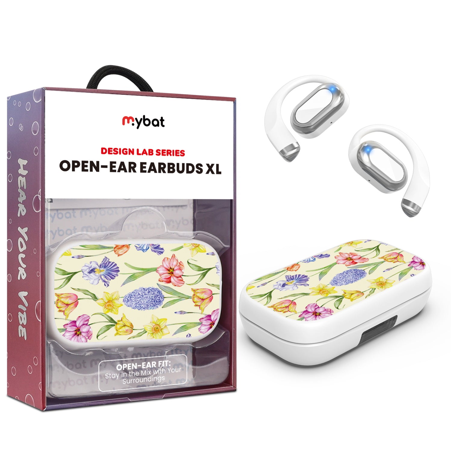 MyBat Design Lab Open-Ear Earbuds XL - White- Spring Has Sprung - MFHSBTST272-467-1.jpg
