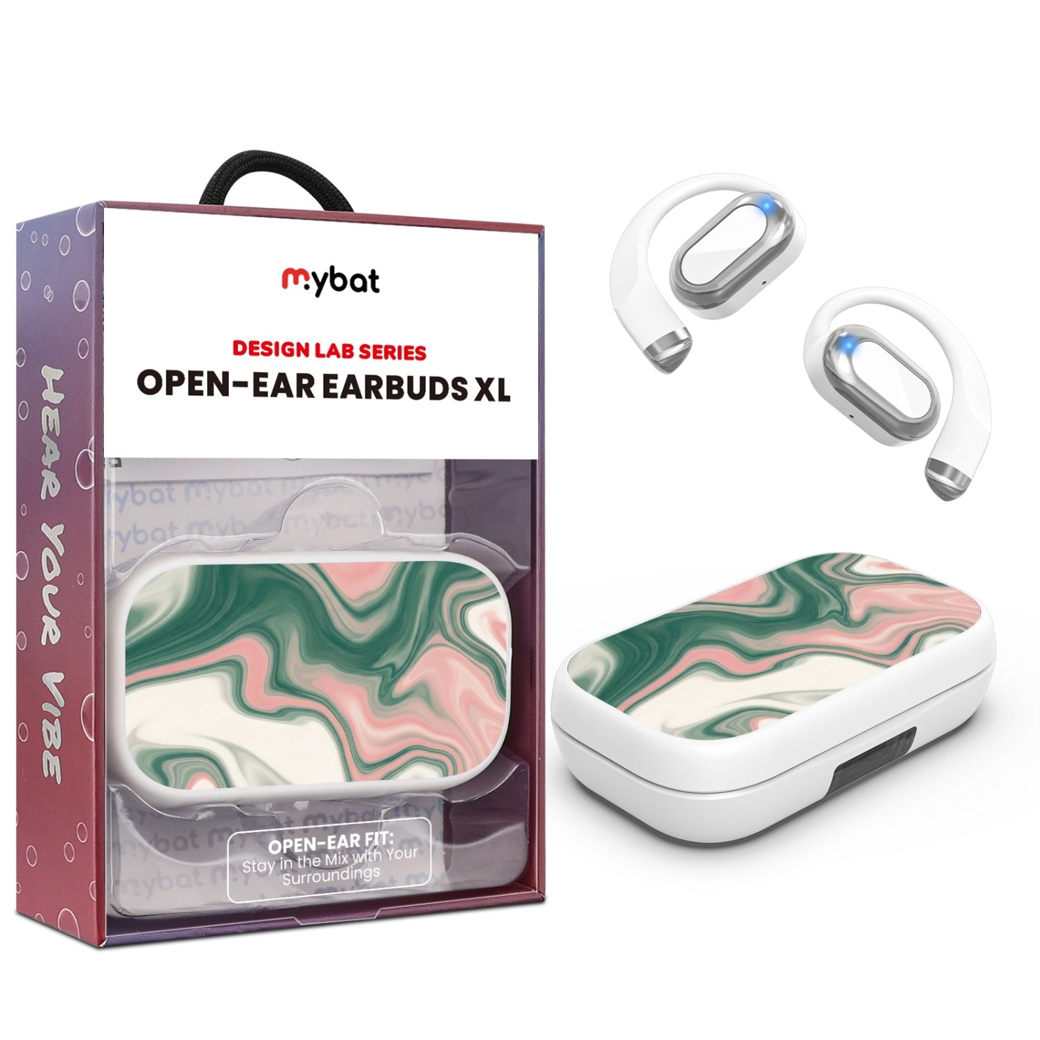 MyBat Design Lab Open-Ear Earbuds XL - White- Flow State