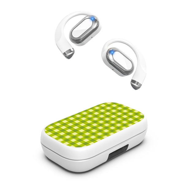 MyBat Design Lab Open-Ear Earbuds XL - White- Green Gingham - MFHSBTST272-476-2.jpg
