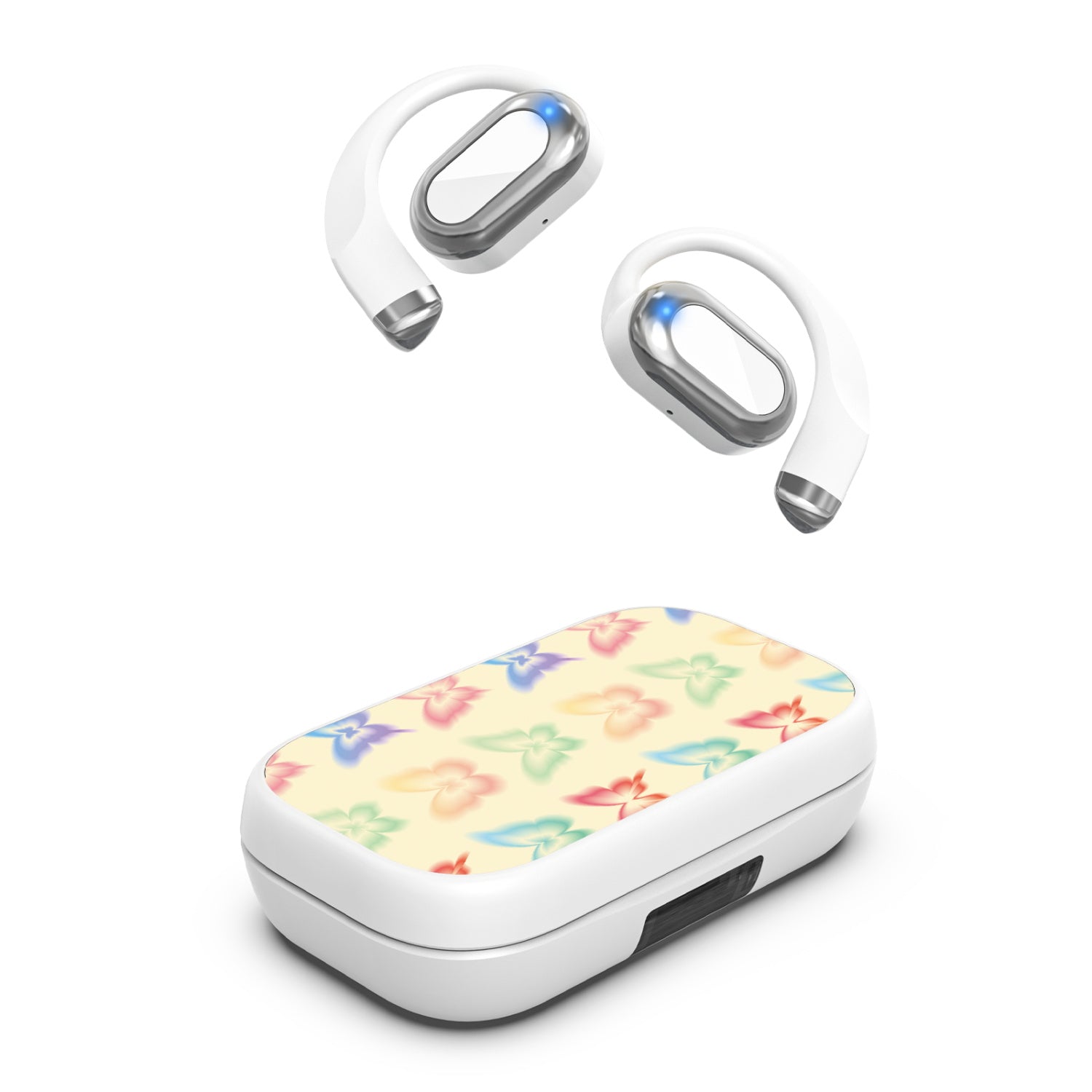 MyBat Design Lab Open-Ear Earbuds XL - White- Technicolor Butterflies - MFHSBTST272-487-2.jpg