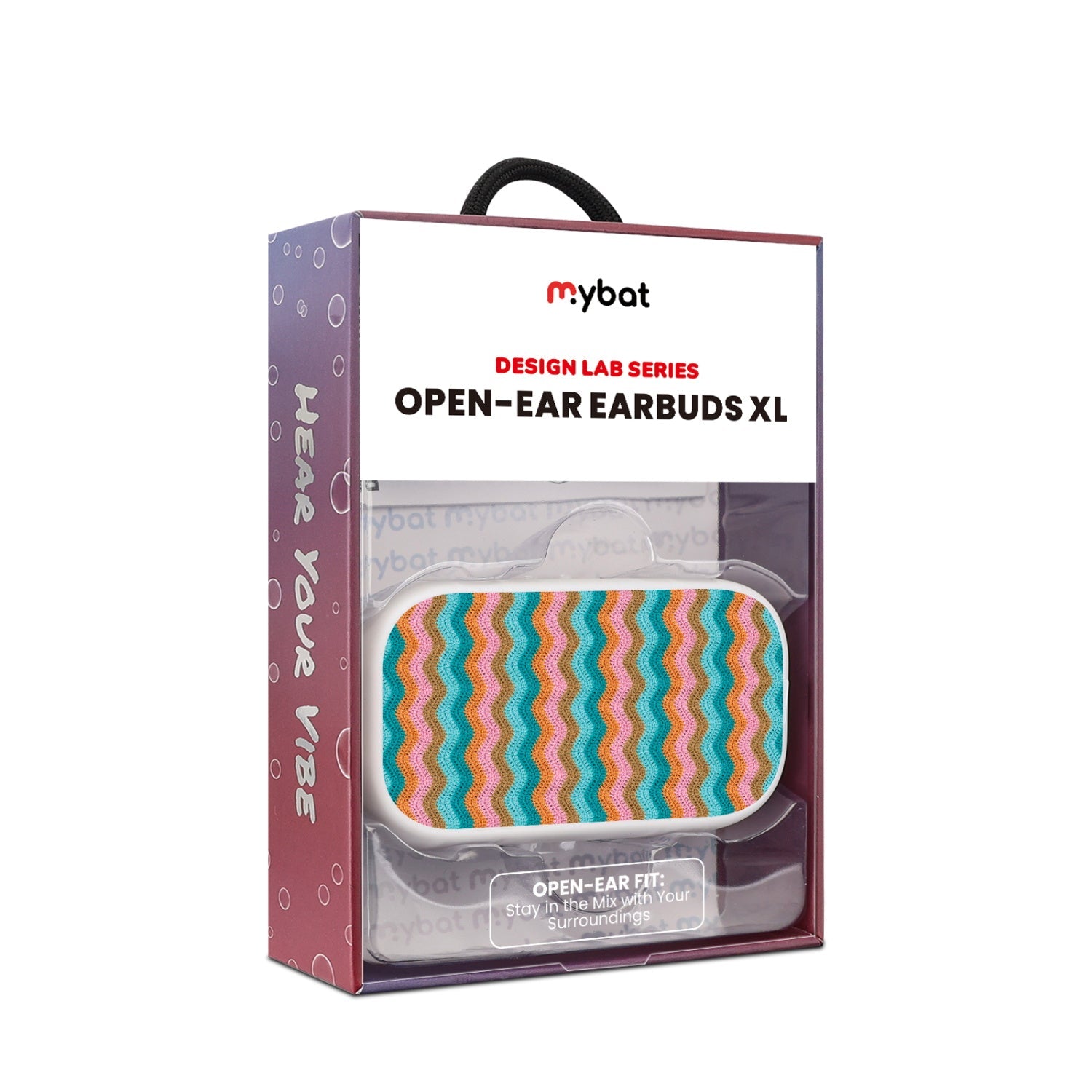 MyBat Design Lab Open-Ear Earbuds XL - White- Heat Wave