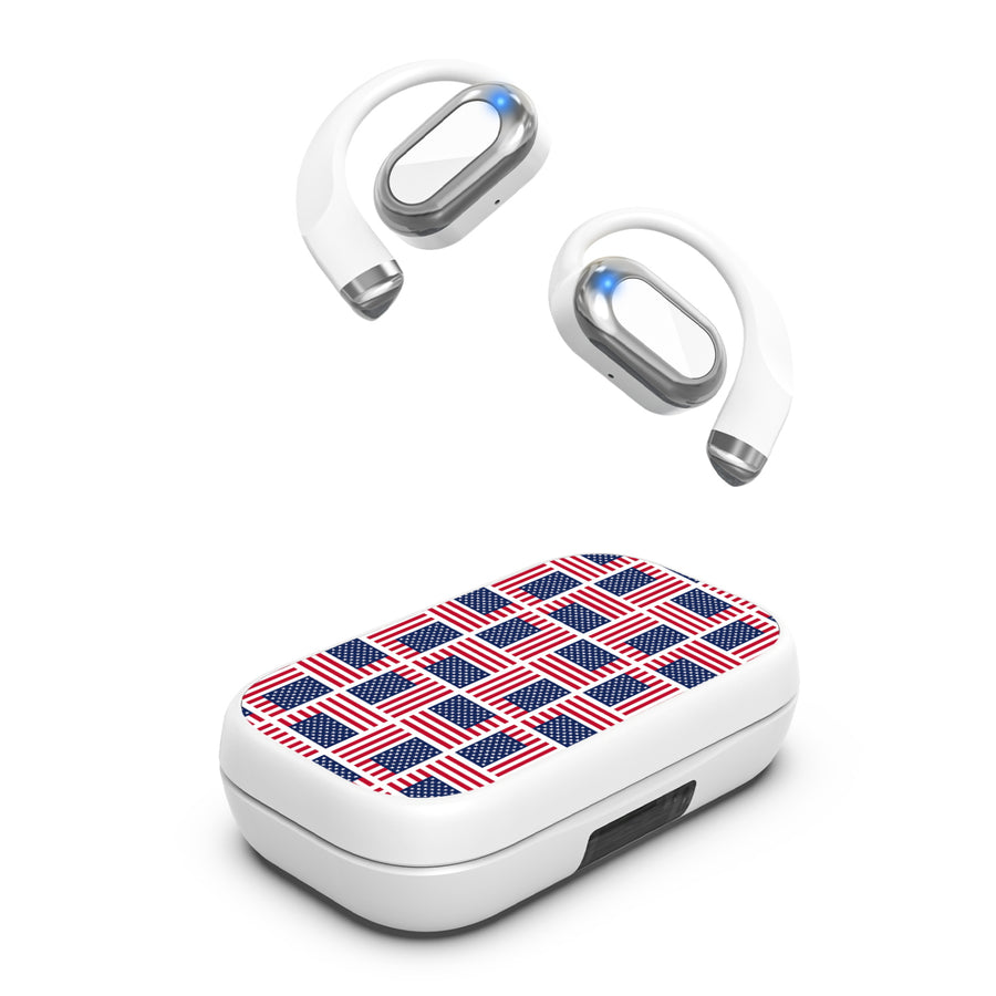 MyBat Design Lab Open-Ear Earbuds XL - White- Flag Patchwork - MFHSBTST272-519-1.JPG
