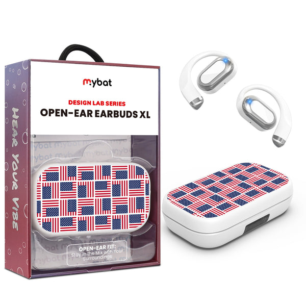 MyBat Design Lab Open-Ear Earbuds XL - White- Flag Patchwork - MFHSBTST272-519.JPG