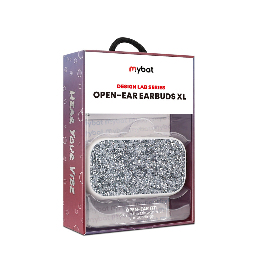 MyBat Design Lab Open-Ear Earbuds XL – White / White Rhinestone - MFHSBTST272-D02-10.jpg