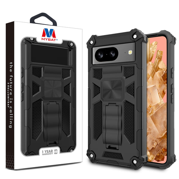 MyBat Sturdy Hybrid Protector Cover (with Stand) for Google Pixel 8 - Black / Black - MGP8CSFSSS001-1.jpg