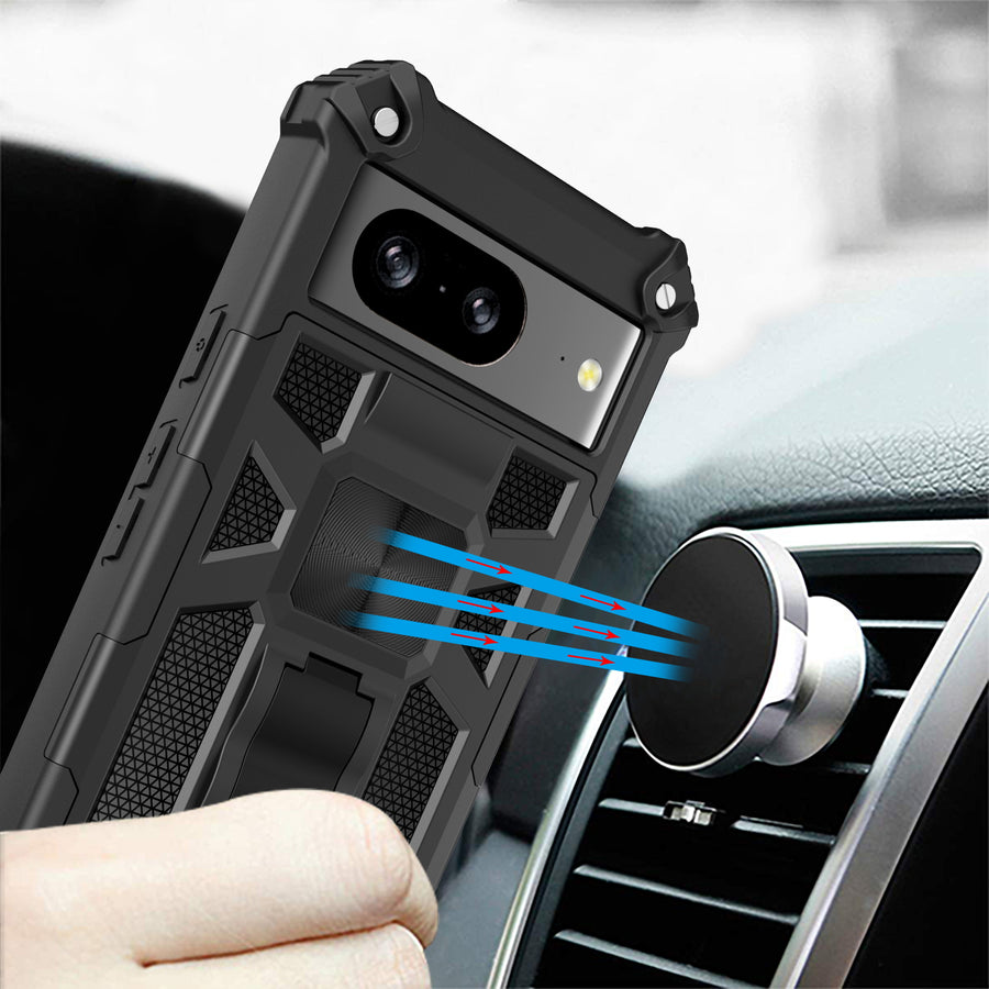 MyBat Sturdy Hybrid Protector Cover (with Stand) for Google Pixel 8 - Black / Black - MGP8CSFSSS001-9.jpg