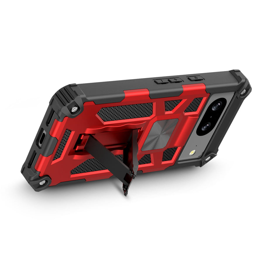 MyBat Sturdy Hybrid Protector Cover (with Stand) for Google Pixel 8 - Red / Black - MGP8CSFSSS003-7.jpg