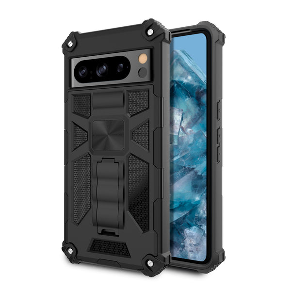 MyBat Sturdy Hybrid Protector Cover (with Stand) for Google Pixel 8 Pro - Black / Black - MGP8PCSFSSS001-2.jpg